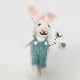 Felt Rabbit With Flowers 18cm