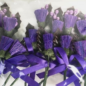 Purple Thistle Buttonholes 15cm x 6