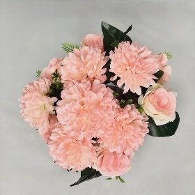 Peach Rose & Chrysanthemum Grave Pot 30cm