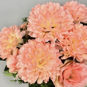 Peach Rose & Chrysanthemum Grave Pot 30cm