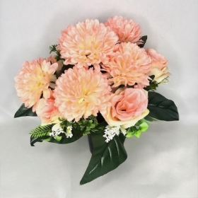 Peach Rose & Chrysanthemum Grave Pot 30cm