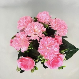 Pink Rose & Chrysanthemum Grave Pot 30cm