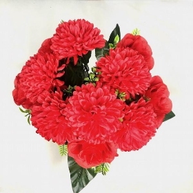 Red Rose & Chrysanthemum Grave Pot 30cm