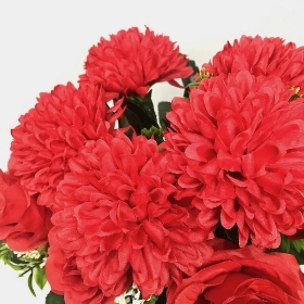 Red Rose & Chrysanthemum Grave Pot 30cm