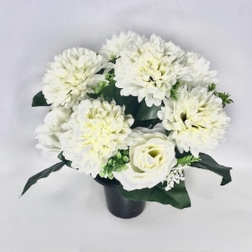 White Rose & Chrysanthemum Grave Pot 30cm