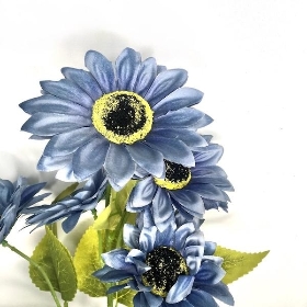 Blue Sunflower Spray 75cm