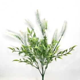 White Frosted Foxtail Bush 39cm