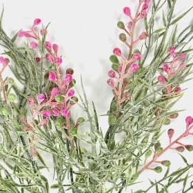 Pink Frosted Fern & Bud Bush 35cm