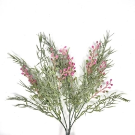 Pink Frosted Fern & Bud Bush 35cm