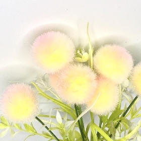 Yellow Flocked Pom Pom Bush 29cm