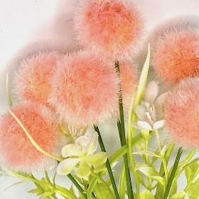 Orange Flocked Pom Pom Bush 29cm