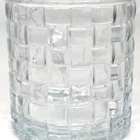 Clear Glass Icecube Pattern Tealight Holder 7.5cm