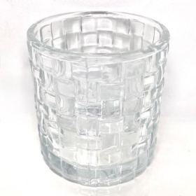 Clear Glass Icecube Pattern Tealight Holder 7.5cm