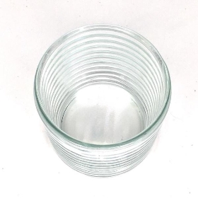 Clear Glass Ribbed Tealight Holder 8.5cm