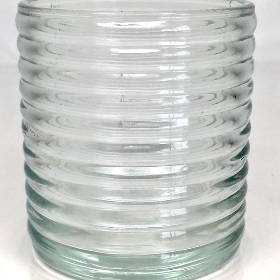 Clear Glass Ribbed Tealight Holder 8.5cm