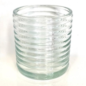 Clear Glass Ribbed Tealight Holder 8.5cm