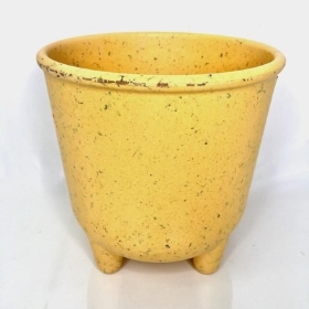 Yellow Coffee Husk Pot With Feet 15cm