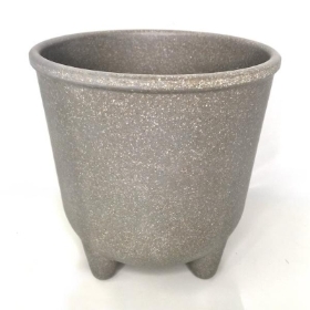 Grey Straw Pot With Feet 15cm