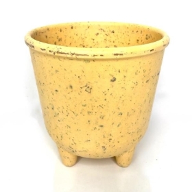 Yellow Coffee Husk Pot With Feet 12cm