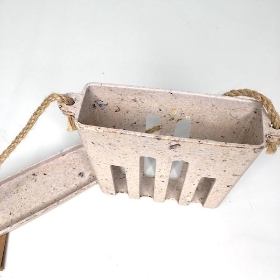 Beige Coffee Husk  Suet Cake Feeder 14cm