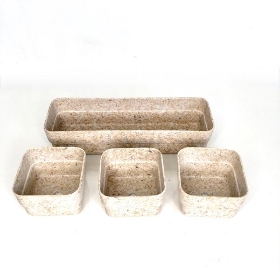 Beige Chaff Trio Pots & Tray 23cm