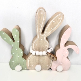 Wooden Rabbit Decoration 14.5cm