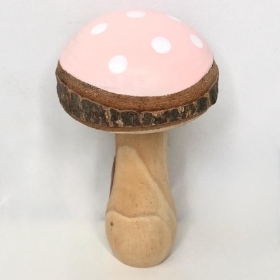 Pink Wooden Mushroom 12cm