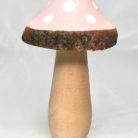 Pink Wooden Mushroom 10cm