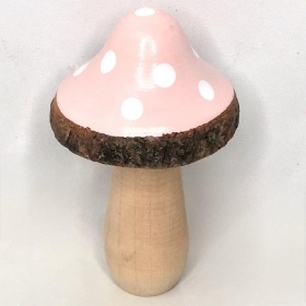 Pink Wooden Mushroom 10cm