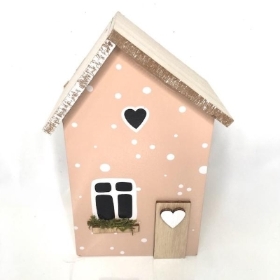 Pink Wooden House 18cm