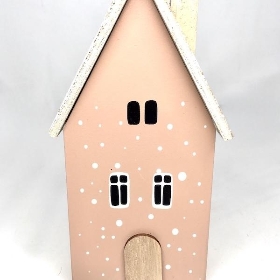 Pink Wooden House 16cm