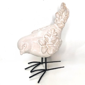 Cream Glazed Bird Decoration 16cm