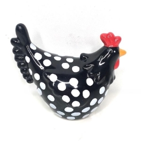 Black Ceramic Dotty Chicken 7cm