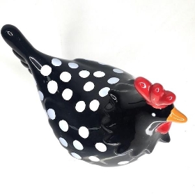 Black Ceramic Dotty Chicken 13cm