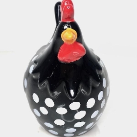 Black Ceramic Dotty Chicken 13cm