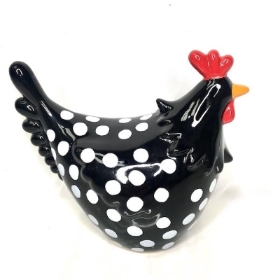 Black Ceramic Dotty Chicken 13cm