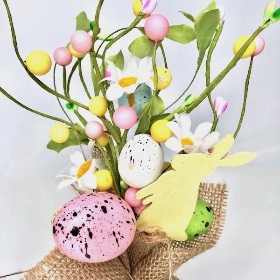 Egg & Rabbit Hessian Arrangement 24cm