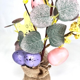 Egg & Chicken Hessian Arrangement 40cm