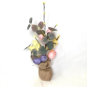 Egg & Chicken Hessian Arrangement 40cm