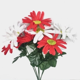 Red White Gerbera Bush 30cm