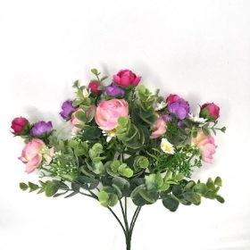 Pink Purple Ranunculus & Daisy Bush 32cm