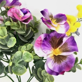 Pink Purple Pansy & Daisy Bush 34cm