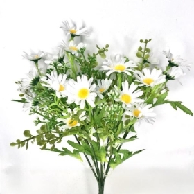 White Daisy & Foliage Bush 31cm