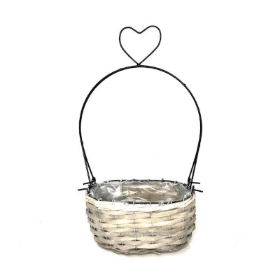 Heart Handle Willow Planter 22cm