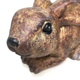 Brown Cement Rabbit Garden Ornament 16cm