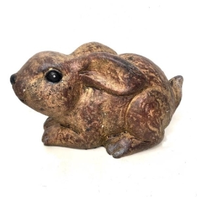 Brown Cement Rabbit Garden Ornament 16cm