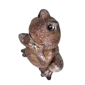 Brown Cement Frog Garden Ornament 18cm