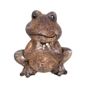 Brown Cement Frog Garden Ornament 18cm