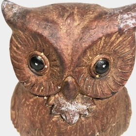 Brown Cement Owl Garden Ornament 15cm