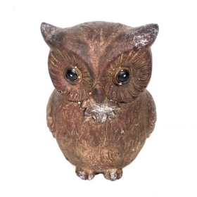 Brown Cement Owl Garden Ornament 15cm